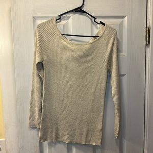 Cream, off the shoulder sweater from Old Navy